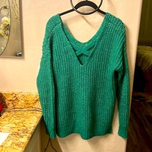 Chunky knit green sweater oversized